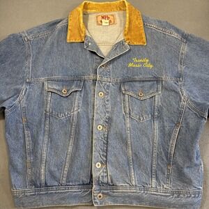 JACKET JEAN Denim  Mens XL TRUCKER ‎ Button Up COAT NFL BRANDED MUSIC CITY LOGO